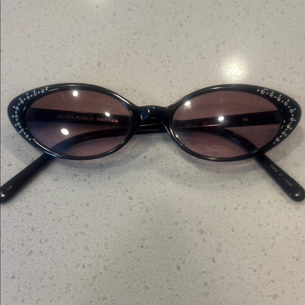 Vintage Oliver Peoples Black Rhinestone Cat-Eye Sunglasses